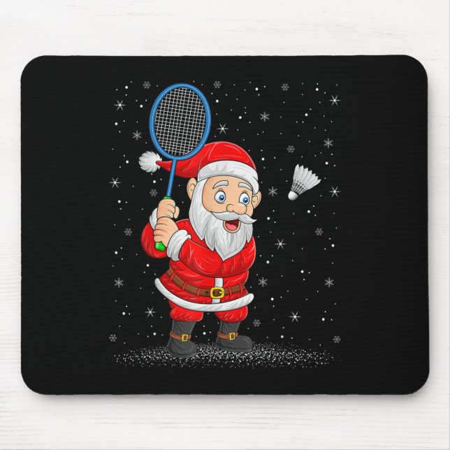 Badminton Sports Santa Claus Playing Badminton Chr Mouse Pad (Front)