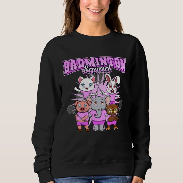 Badminton Squad Cute Animals Shuttlecock Sweatshirt (Front)