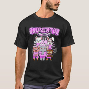 Badminton Squad Cute Animals Shuttlecock T-Shirt