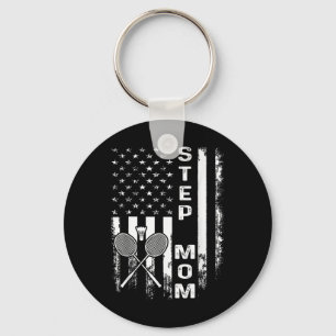 Badminton Step Mum American Flag Vintage Christmas Key Ring