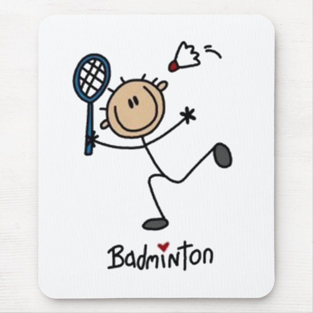 Badminton Stick Figure Mouse Pad (Front)