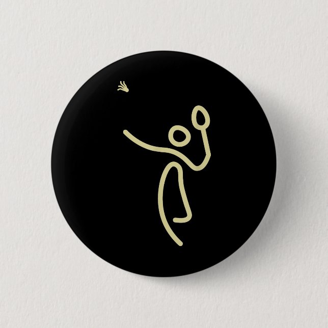 Badminton Stick Man – Shuttle Gift Idea  6 Cm Round Badge (Front)