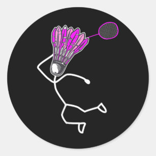 Badminton Stylish Cool Stick Figure Girl Classic Round Sticker