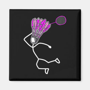 Badminton Stylish Cool Stick Figure Girl Magnet