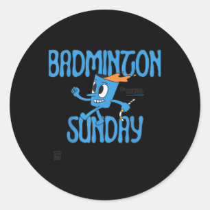 Badminton Sunday Racket Shuttle Game Play  Classic Round Sticker