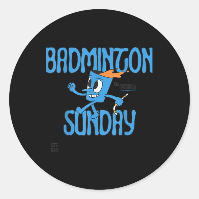 Badminton Sunday Racket Shuttle Game Play  Classic Round Sticker (Front)