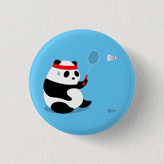 Badminton Sweaty Panda Button / Pin / Badge