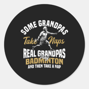 Badminton Team Grandma Shuttle Player Badminton Classic Round Sticker