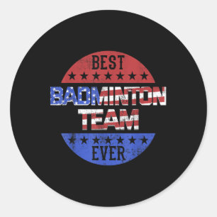 Badminton Team Player Independence Day Patriotic U Classic Round Sticker