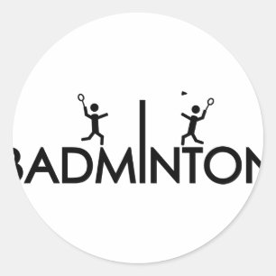 badminton text icon classic round sticker
