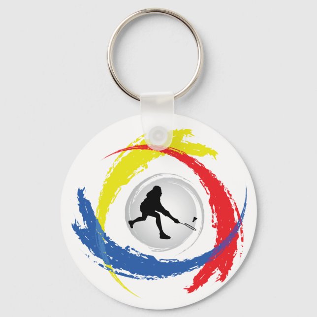 Badminton Tricolor Emblem Key Ring (Front)