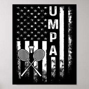 Badminton Umpa American Flag Vintage Christmas Xma Poster