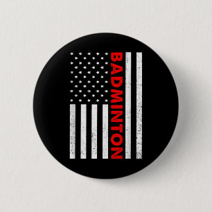Badminton Usa Flag Graphic Badminton Player Shuttl 6 Cm Round Badge
