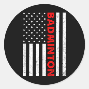 Badminton Usa Flag Graphic Badminton Player Shuttl Classic Round Sticker