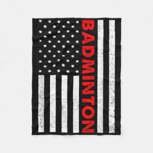 Badminton Usa Flag Graphic Badminton Player Shuttl Fleece Blanket
