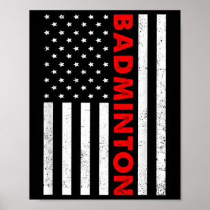 Badminton Usa Flag Graphic Badminton Player Shuttl Poster