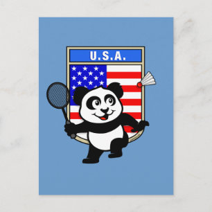 Badminton USA Panda Postcard
