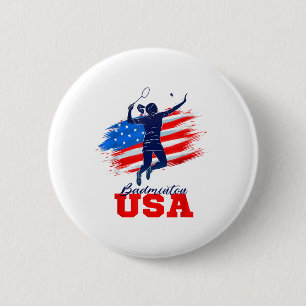 Badminton Usa Support Team American Flag Sports Lo 6 Cm Round Badge