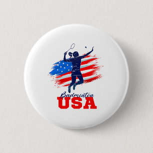 Badminton Usa Support Team American Flag Sports Lo 6 Cm Round Badge