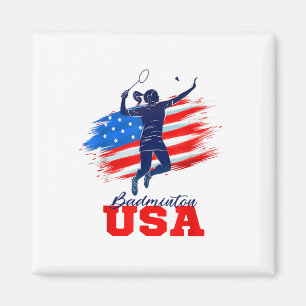 Badminton Usa Support Team American Flag Sports Lo Magnet