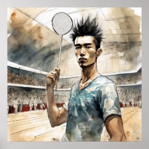 Badminton Watercolour Art Print