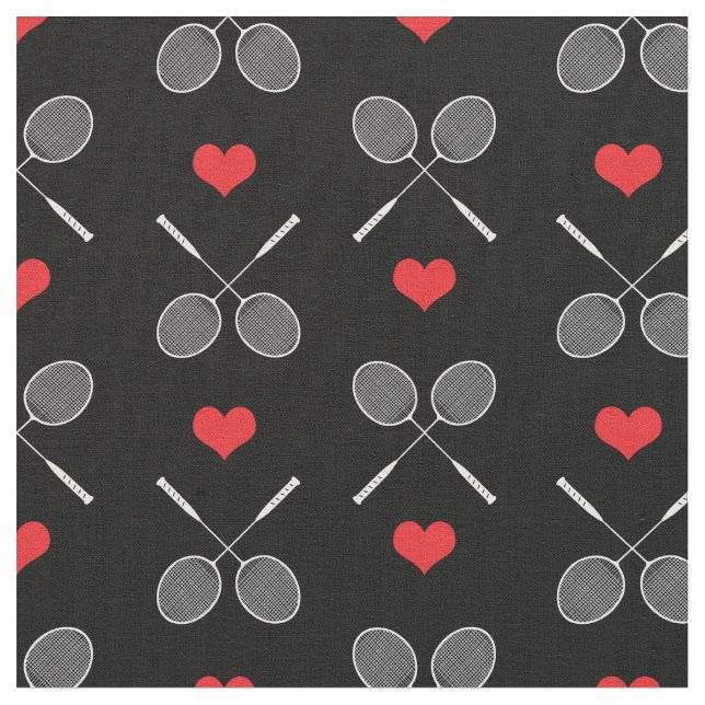 Badminton with hearts - custom size and background fabric (Close Up)
