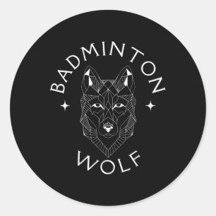 Badminton Wolf Player Racket Shuttle Sports Classic Round Sticker