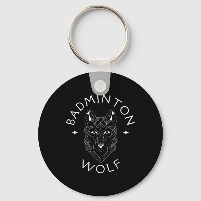 Badminton Wolf Player Racket Shuttle Sports  Key Ring (Front)