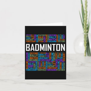 Badminton Words Lover Gift Badminton Player Gifts Card