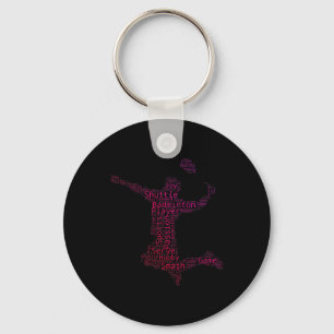 Badminton Words Lover Gift Badminton Player Gifts  Key Ring
