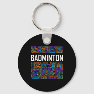 Badminton Words Lover Gift Badminton Player Gifts  Key Ring