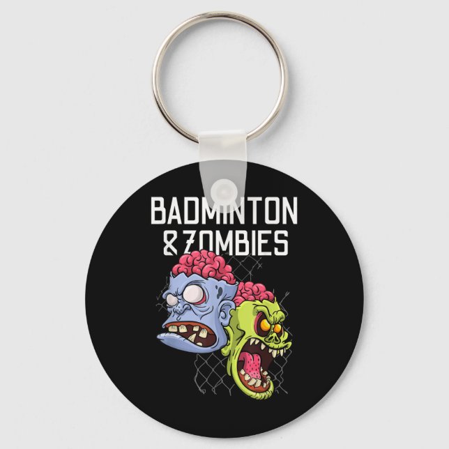Badminton Zombies Funny Sports Game Racket Shuttle Key Ring (Front)