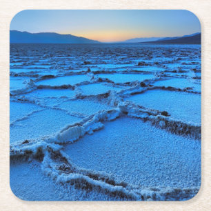 Badwater dusk, Death Valley, California Square Paper Coaster