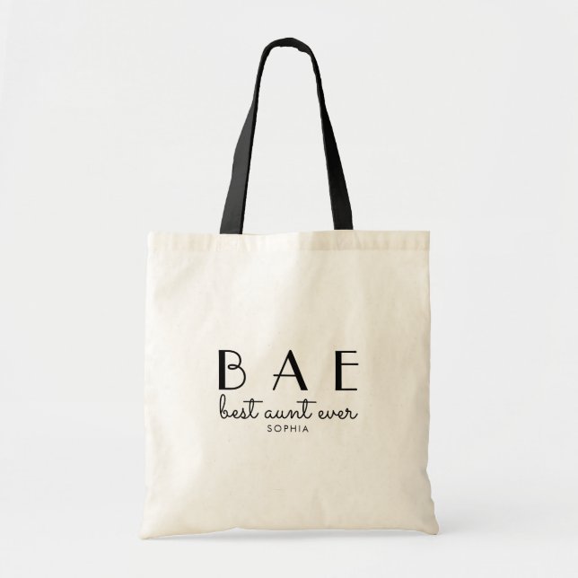 BAE | Best Aunt Ever Modern Simple Script Tote Bag (Front)