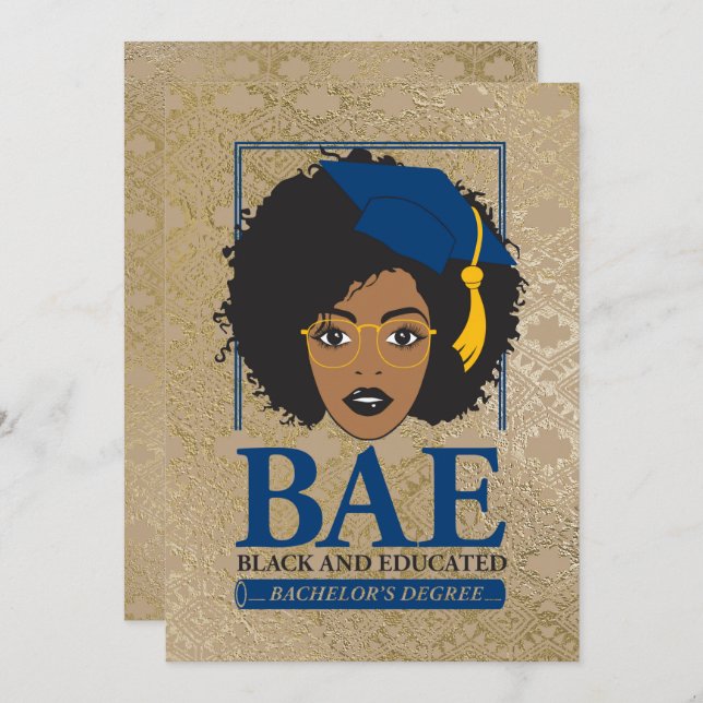 BAE Black and Educated Bachelor's Graduation Invitation (Front/Back)