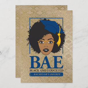 BAE Black and Educated Bachelor's Graduation Invitation