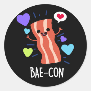 Bae-con Funny Bacon Pun  Classic Round Sticker