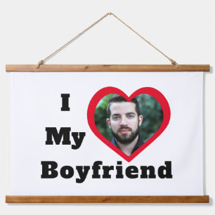 Bae Personalised Custom Photo I Love My Boyfriend Hanging Tapestry