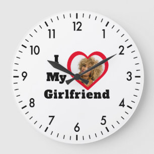 Bae Personalised Custom Photo I Love My Girlfriend Large Clock
