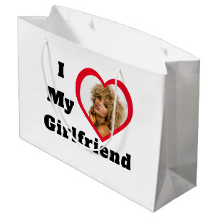 Bae Personalised Custom Photo I Love My Girlfriend Large Gift Bag
