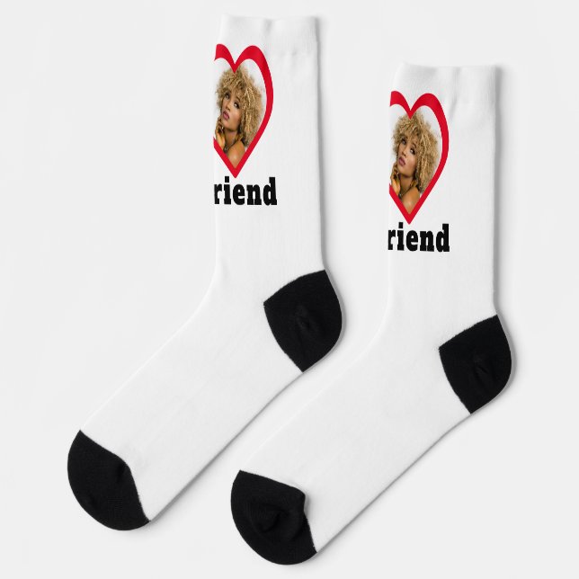 Bae Personalised Custom Photo I Love My Girlfriend Socks (Left)