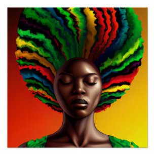 Bae Rainbow Hair Black Melanin Afro Queen Crown Poster