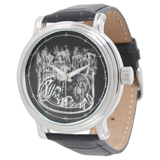 Bael Black Vintage Leather Watch (Angled)