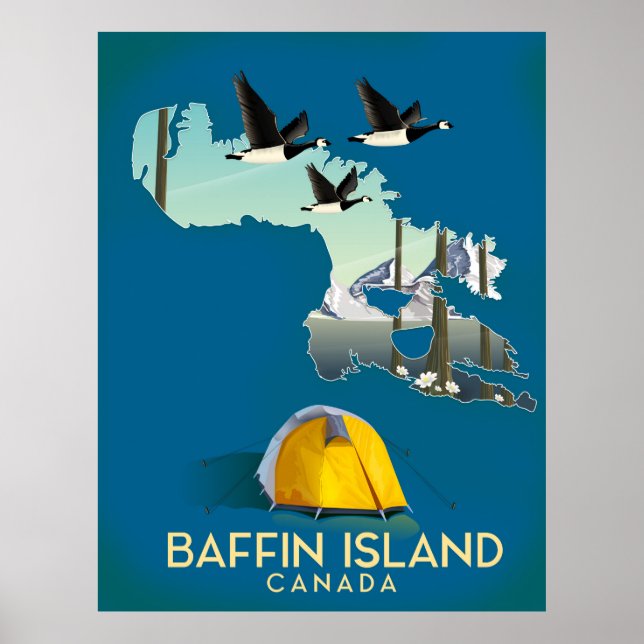 Baffin island map Canada travel poster (Front)