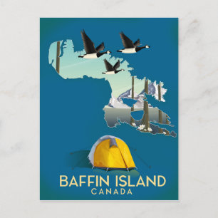 Baffin island map Canada travel poster Postcard
