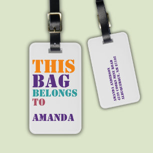 Bag Attention Name Address Personalised Colourful Luggage Tag