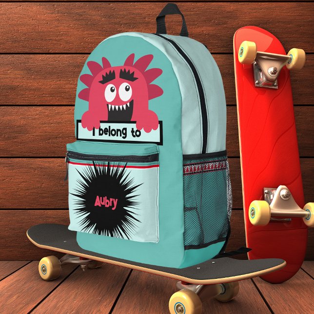 Bag Buddy Happy Red Monster Kid's Name Backpack (Creator Uploaded)