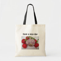 Bag garlic with text: "have a nice day*