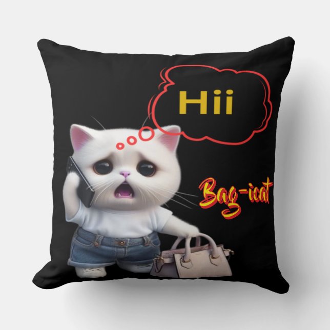 Bag-icat Funny Kids Throw Pillow Cover (Front)