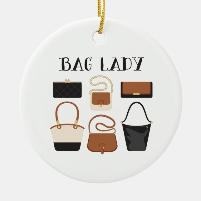 Bag Lady Ceramic Ornament (Front)